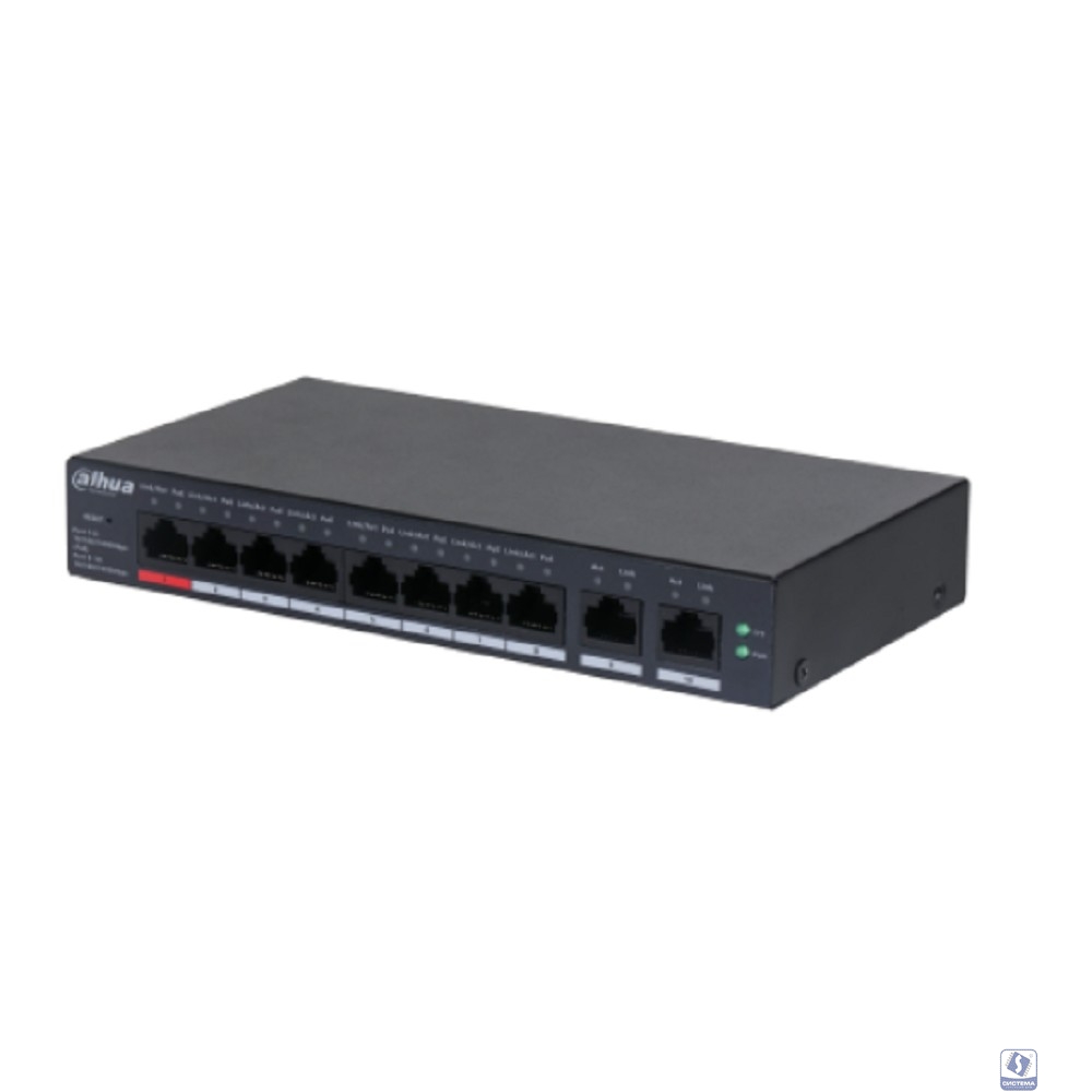 DAHUA DH-CS4010-8GT-110 8-портовый гигабитный PoE коммутатор управляемый  8 RJ45 10/100/1000Мбит/с (PoE/PoE+/Hi-PoE), 2 RJ45 10/100/1000Мбит/с (uplink) до 60Вт