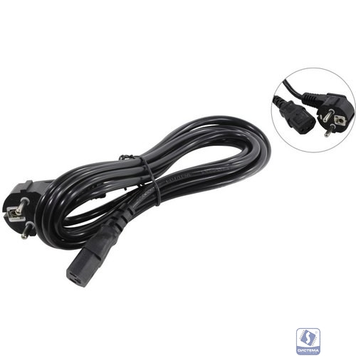 Exegate EP280662RUS Кабель питания ExeGate Power PC-3P (Евровилка угловая Schuko->С13) VDE-250V-3*0.75mm2, медь, черный, 3м.
