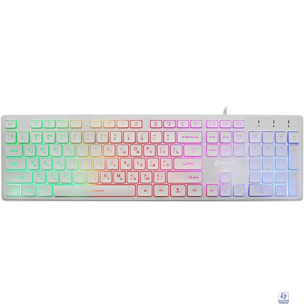 Клавиатура Oklick 550ML белый USB slim Multimedia LED [1061618]