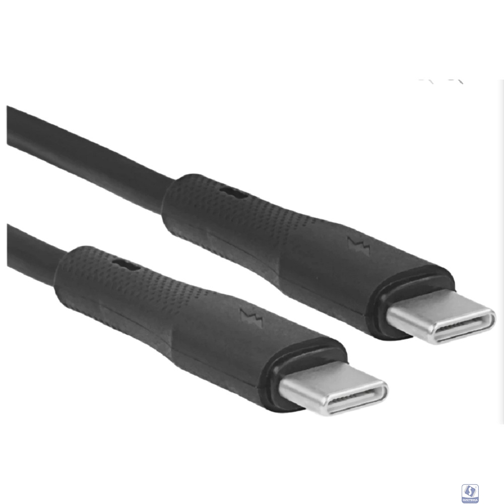 PERFEO Кабель USB C вилка - C вилка, 60W, черный, силикон, длина 1 м., ELASTIC (C1107)