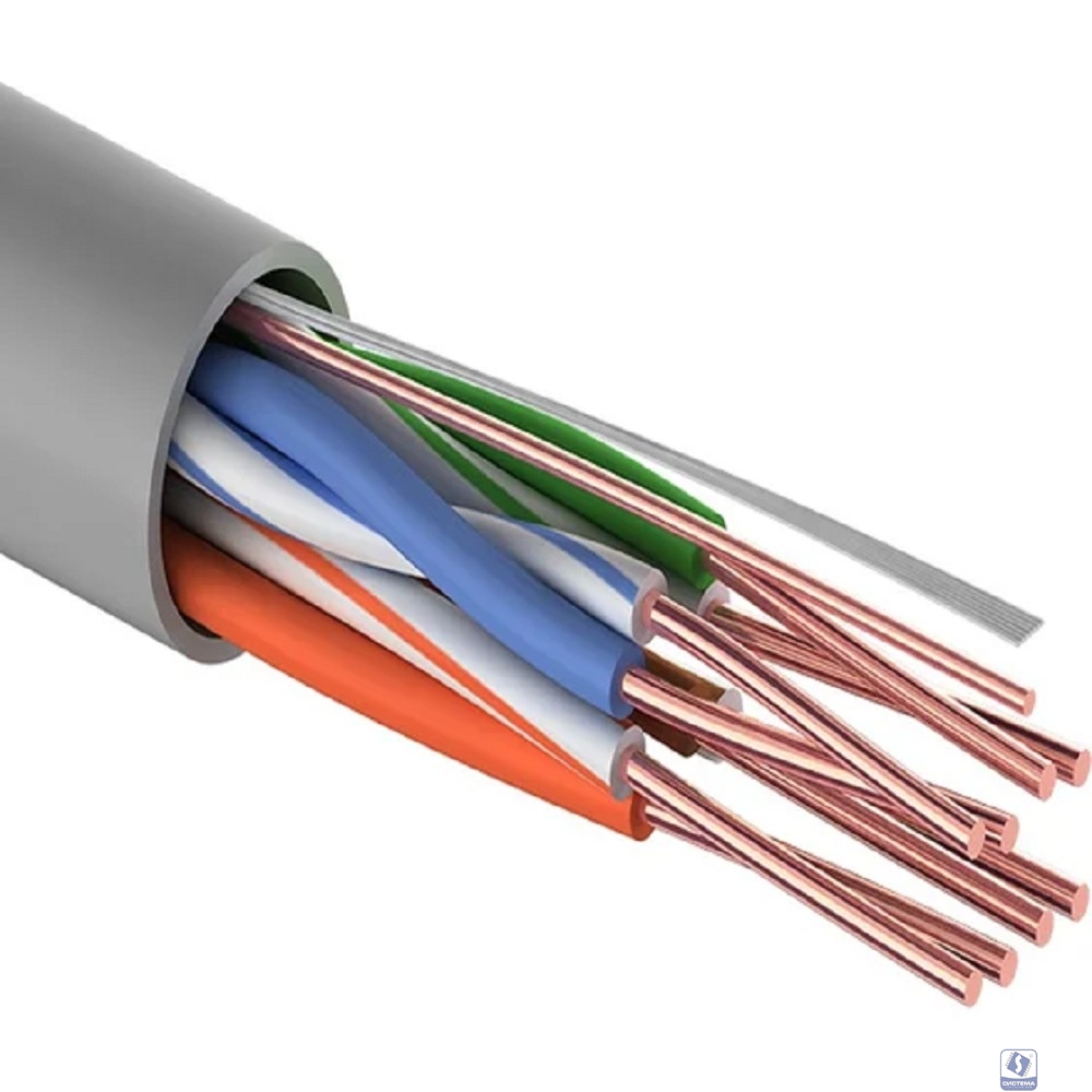 PROconnect (01-0043-2) Кабель витая пара омедненный U/UTP, CCA, CAT 5e, PVC, 4PR, 24AWG, INDOOR, SOLID, серый, 305м Light