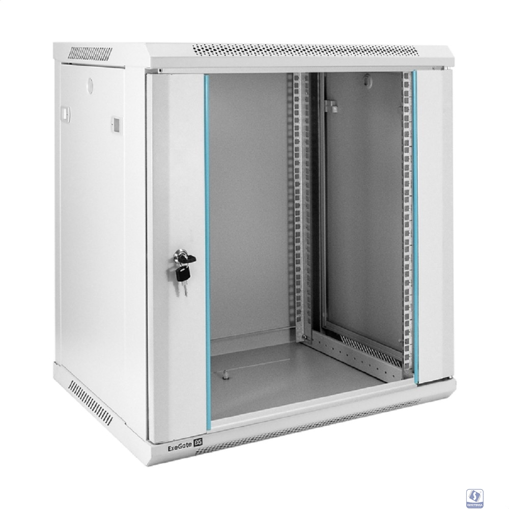 Exegate EX298603RUS Шкаф телекоммуникационный 19" настенный 12U ExeGate EC-WM-12U.450.G.GREY (19”, 12U, 600x450x635mm (ШхГхВ), передняя дверь закаленное стекло, съемные боковые панели, пыле- и влагоза