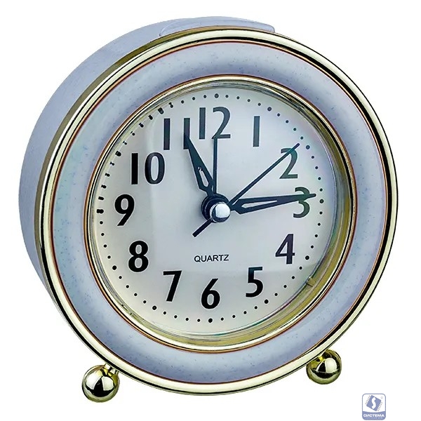 Perfeo Quartz часы-будильник "PF-TC-016", круглые диам. 10,5 см, подсветка, синие