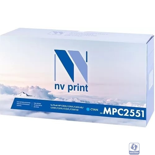 Тонер-картридж NVP совместимый NV-MP C2551 Cyan для Ricoh Aficio MP C2031/ C2051/ C2051AD/ C2501/ C2531/ C2551/ C2551AD (9500k)