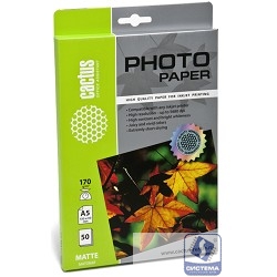 Cactus CS-MA517050 Фотобумага матовая А5 210*148мм 170 г/м2 50 листов