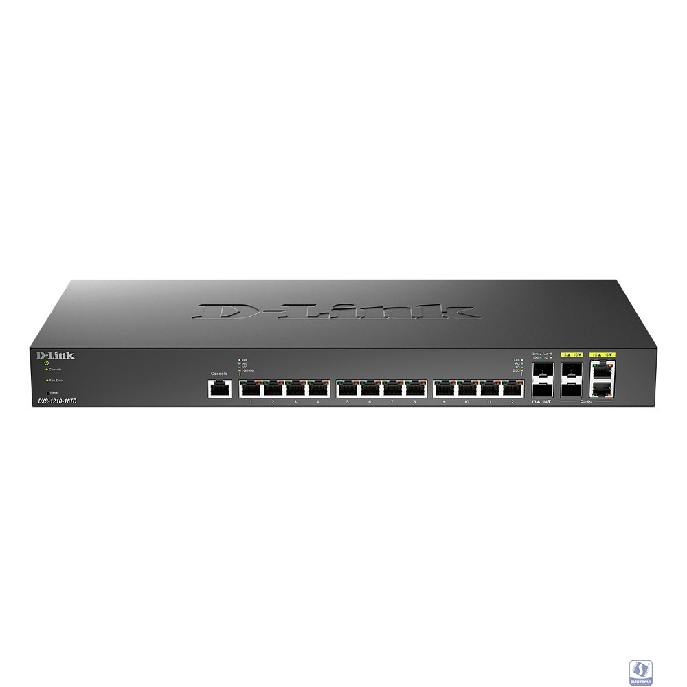 D-Link DXS-1210-16TC/B2A PROJ Управляемый L2+ коммутатор с 12 портами 10GBase-T, 2 портами 10GBase-X SFP+ и 2 комбо-портами 10GBase-T/SFP+