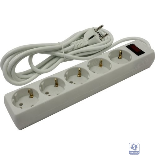 Exegate EX279360RUS Удлинитель ExeGate EC-5-3W (5 розеток, 3м, евровилка, белый)