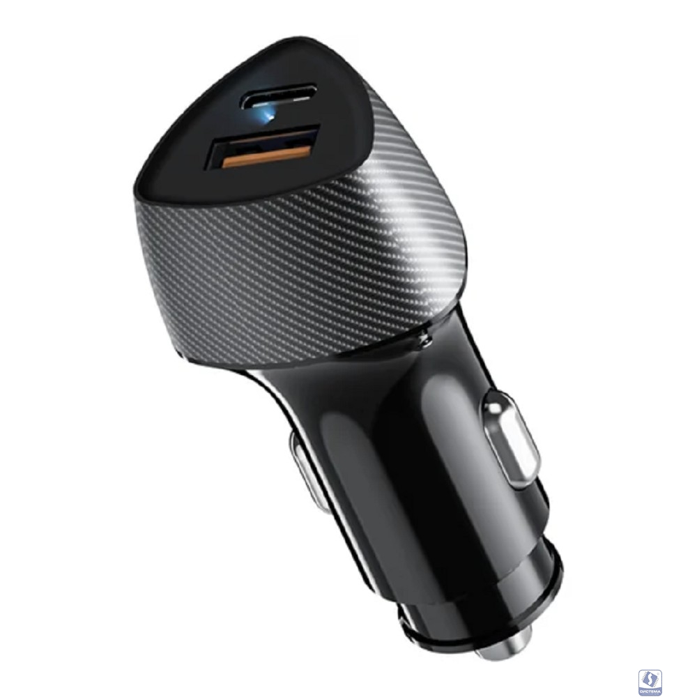 Rexant (16-0246) Автомобильное зарядное устройство с двумя портами (USB-A QC 3.0 + USB-C PD) со световой индикацией, 51Вт, черное 