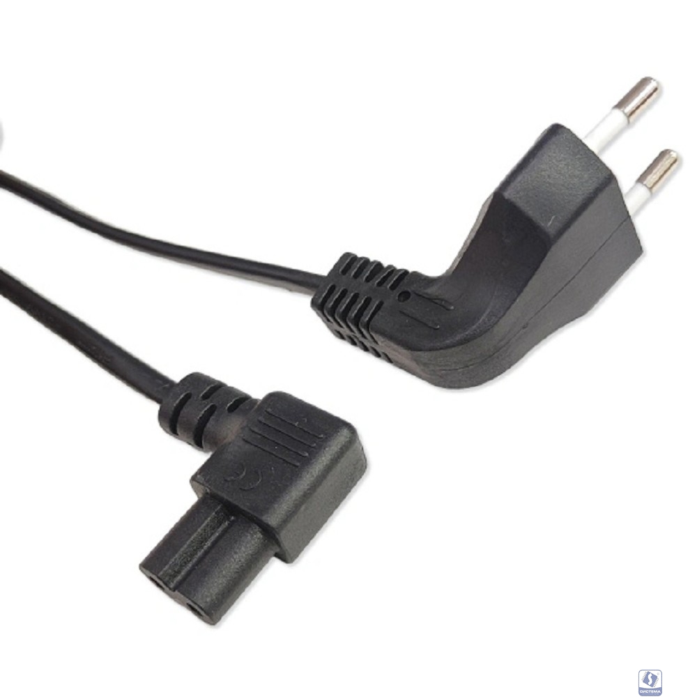 Кабель питания Filum FL-PC2.5-EUA-C7A-3M CEE 7/16 угловая - С7 угловая, 2х0.5, 220В, 2.5A, чёрный, 3 м (1115460)