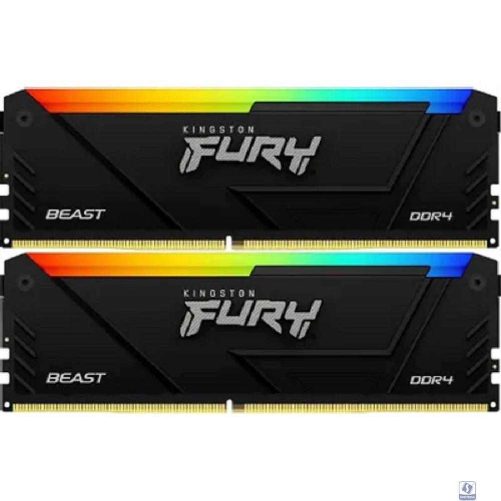 Kingston DDR4 DIMM 2x16GB 3200MHz  KF432C16BB2AK2/32 Fury Beast RGB RTL Gaming PC4-25600 CL16 288-pin 1.35В kit single rank с радиатором Ret