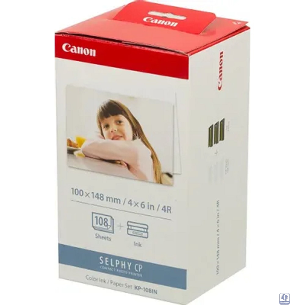 Canon KP-108IN Набор картриджей и бумаги на 108 листов для Canon Selphy CP-100/200/220/300/330/400/500/600/510/710. (Комплект из трёх KP-36IP. 108 стр.)