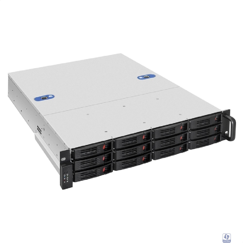 Exegate EX293179RUS Серверный корпус ExeGate Pro 2U550-HS12 <RM 19", высота 2U, глубина 550, БП 1U-1000ADS, 12xHotSwap, USB>