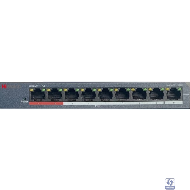 HiWatch DS-S908P(B) Неуправляемый PoE-коммутатор