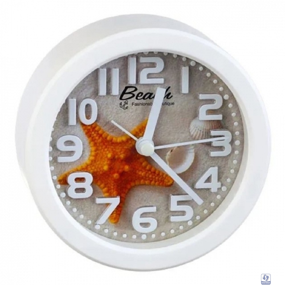 Perfeo Quartz часы-будильник "PF-TC-013", круглые диам. 10,5 см, звезда