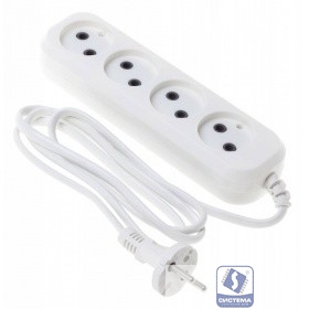 BURO Сетевой удлинитель 4 розетки, 1.5 метра, (BU-PSL4.1/W), белый (пакет ПЭ) 