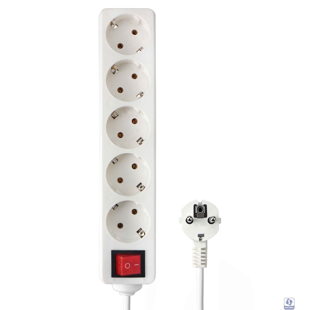 Гарнизон Удлинитель EL-NB-G4-W-5, 4р, 10А, 5м, с выкл. и заземлением, ур.защиты 1, белый, пакет (21224)