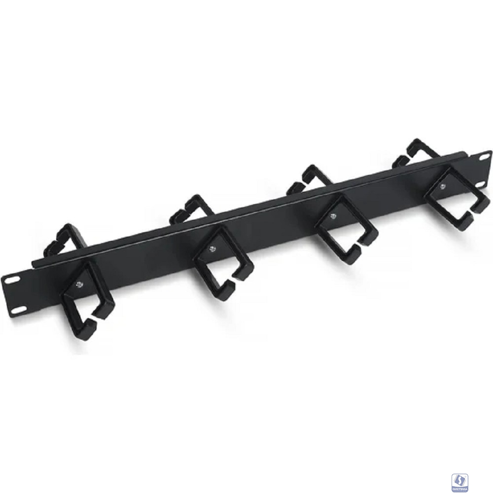 Cabeus JB08-1U-45-BK Кабельный органайзер горизонтальный 19" 1U двухсторонний, 8 пластиковых колец под углом 45 градусов