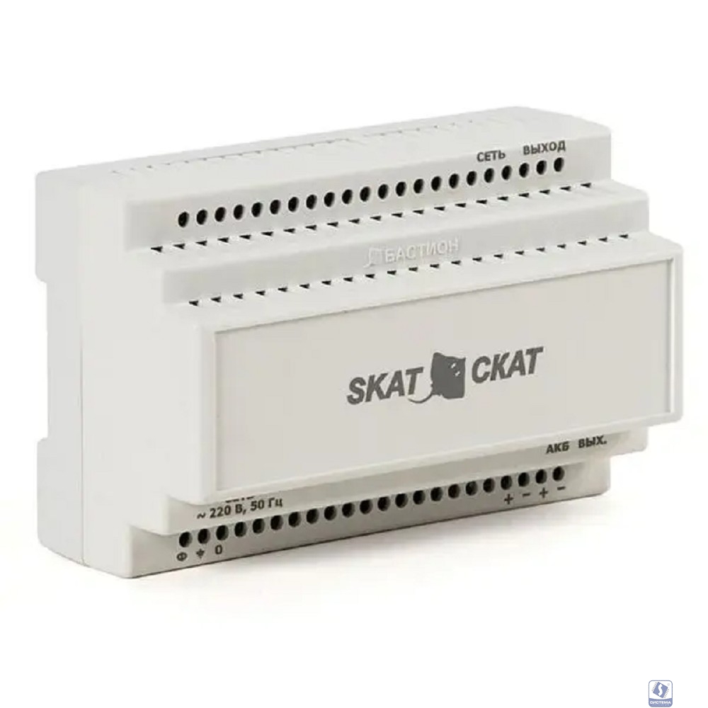 БАСТИОН SKAT-12-6,0 DIN (СКАТ ИБП-12/6-DIN) источник питания 12В 6А пластиковый корпус под DIN рейку 35 мм, МПТ (586) 