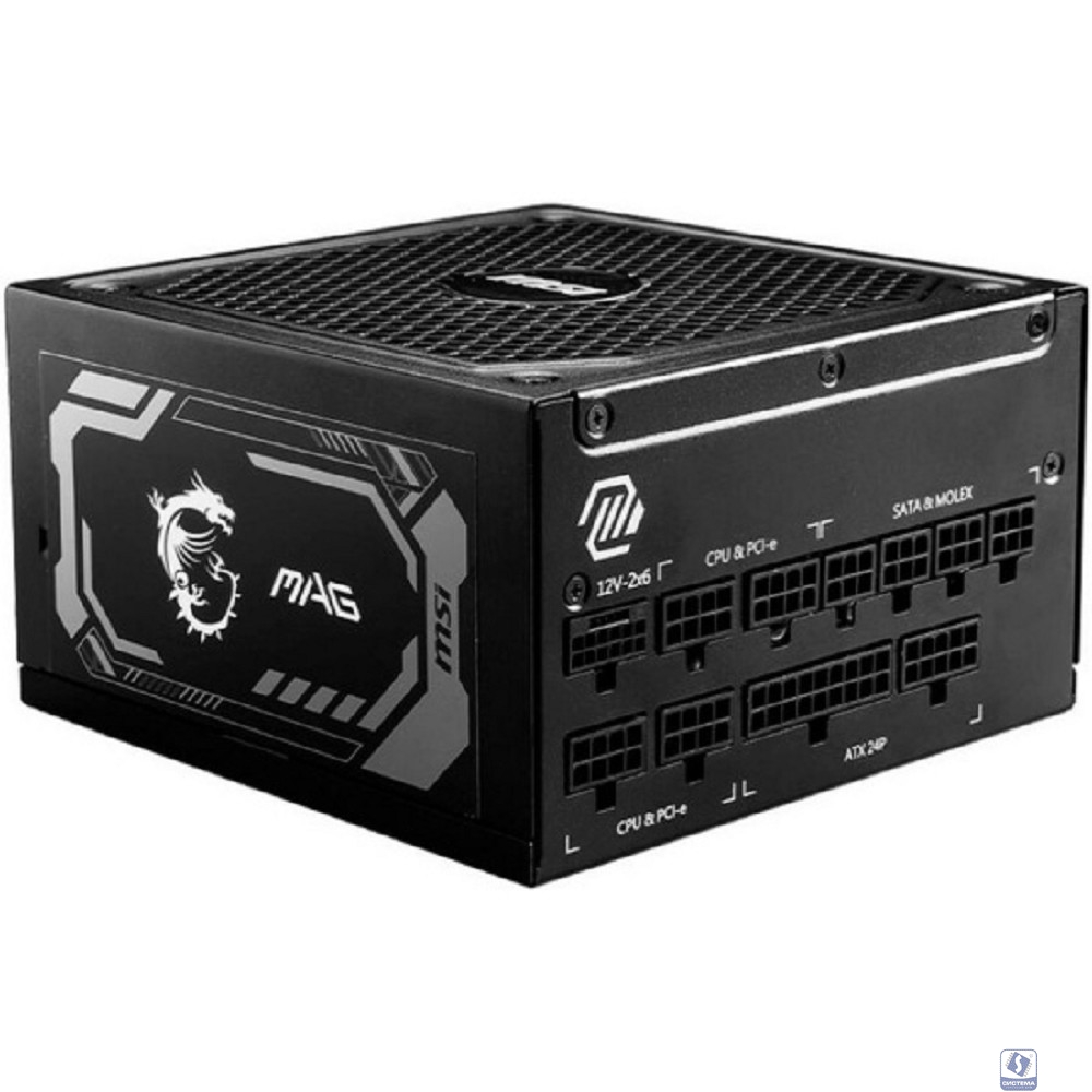 Блок питания ПК/ Power Supply MSI MAG A1000GL PCIE5, 1000W 80+ Gold (ATX, 3.1, PCIe 5.1, Full modular, 1x24(20+4)pin, 2xCPU 8(4+4)pin, 4xPCIe*2 8(6+2)pin, 1x12V-2x6, 12xSATA3, 4xMOLEX4pin, Active, 135