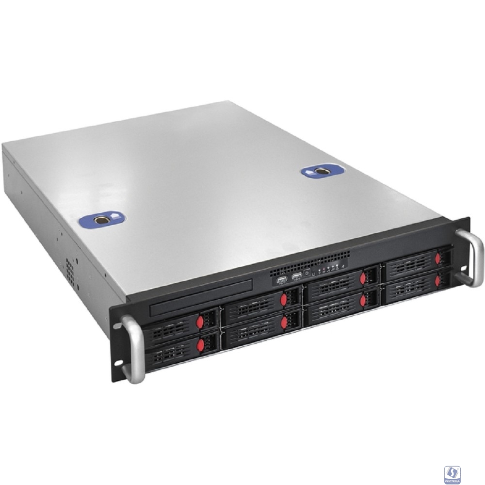 Exegate EX281232RUS Серверный корпус ExeGate Pro 2U550-HS08 <RM 19",  высота 2U, глубина 550, без БП, 8xHotSwap, USB>