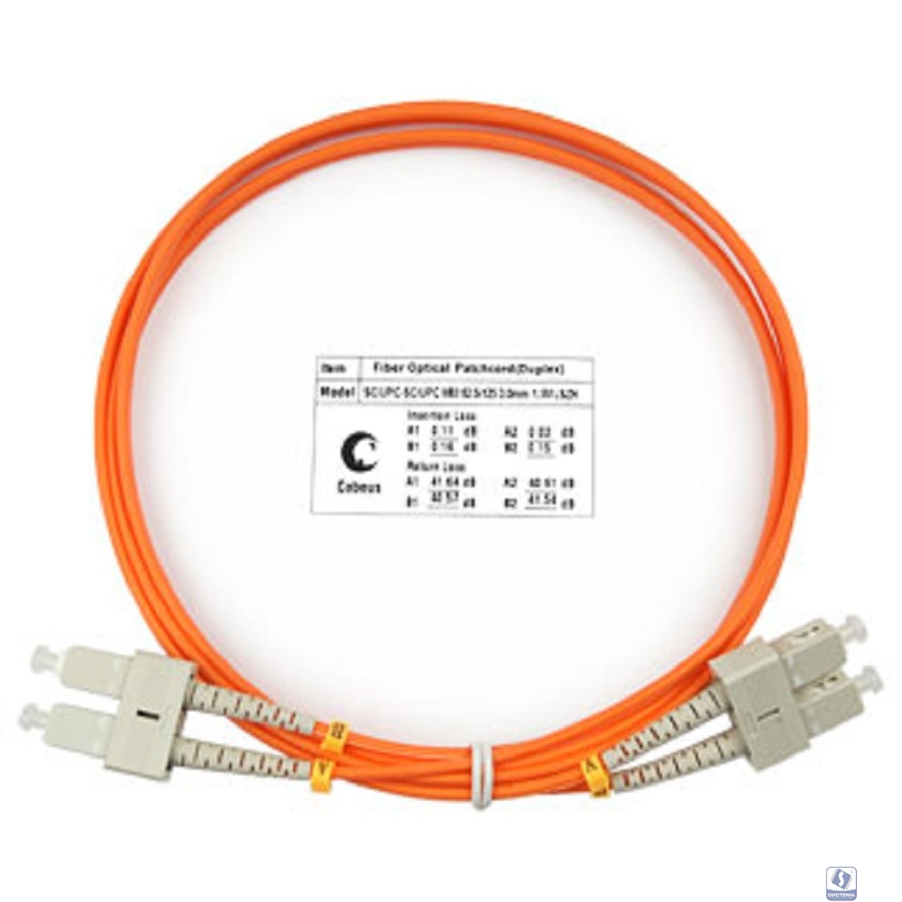 Cabeus FOP-62-SC-SC-1,5m Шнур оптический duplex SC-SC 62,5/125 mm 1,5м LSZH