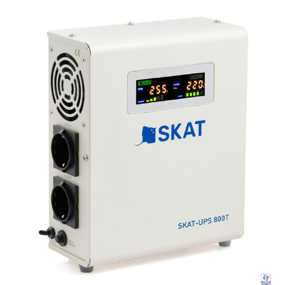 ИБП Бастион SKAT-UPS 800T Line-Interactive 220В, 800ВА/500Вт, чистый синус, БЕЗ АКБ: внешняя 1шт 40-200Ач, ток заряда 10/15А  (4502)
