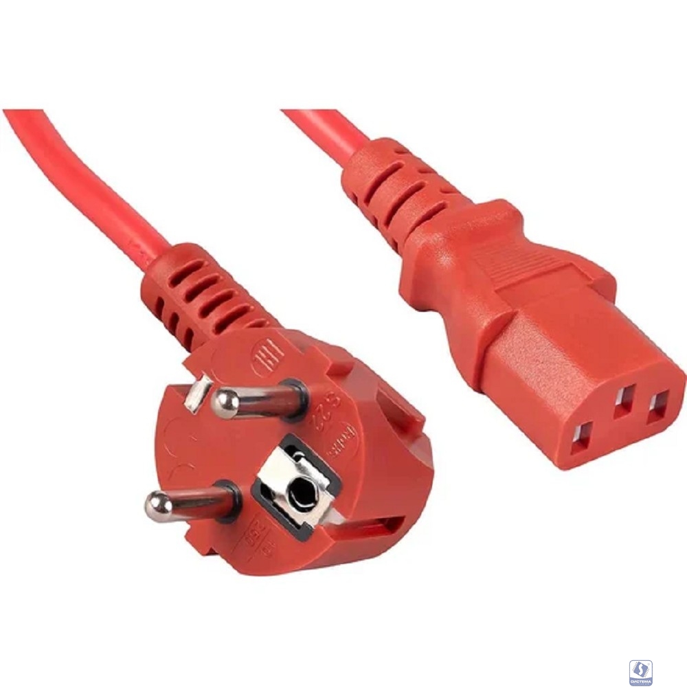 Cabeus PC-186-VDE-1.8M-RD Кабель питания компьютера (Schuko+C13) (3x0.75), красный, 1.8м