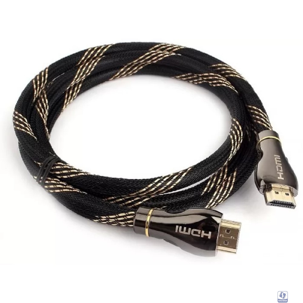Кабель HDMI Cablexpert 19M/19M, v2.1, 8К, медь, позол.контакты, оплетка, 1.5м, черный, пакет (CCP-HDMI8K-1.5M)