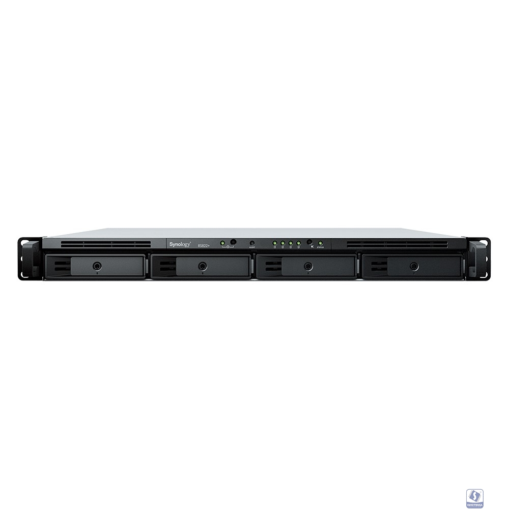 Synology RS822+ Сетевое хранилище (1U,4x3.5"/2.5" HDD, 4-core 2.2 GHz, 2 GB DDR4 ECC SODIMM, 4xGbE LAN) 
