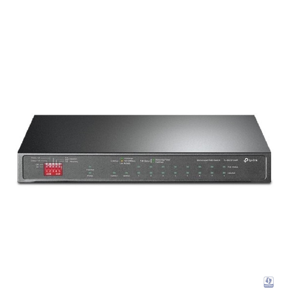 TP-Link TL-SG1210MP Настольный коммутатор с 9 гигабитными портами RJ45 (8 портов PoE+) и комбинированным портом RJ45/SFP