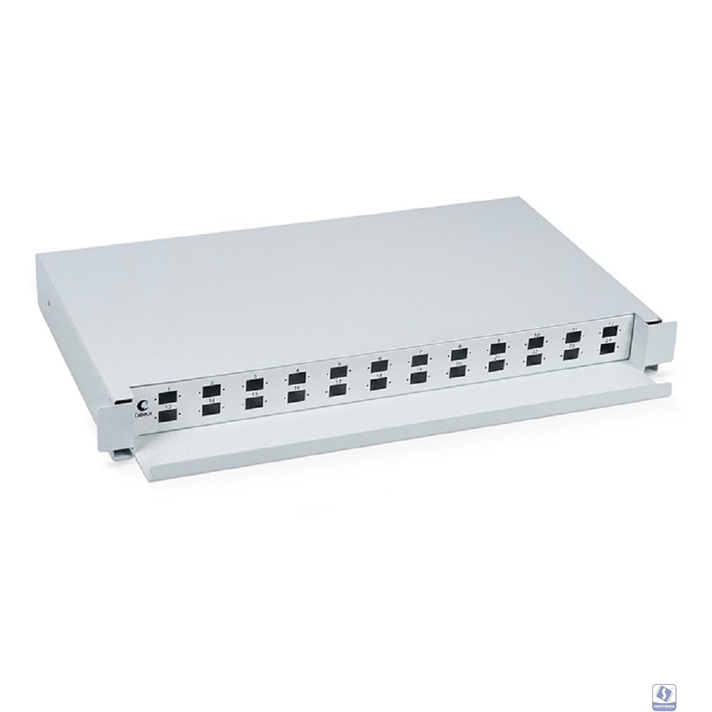 Cabeus ODF-19-24-SC Кросс бокс оптический 19" на 24 SC (LC duplex) со сплайс пластиной, выдвижной (без пигтейлов и проходных адаптеров)