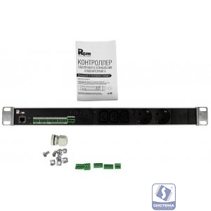 REM Упр. блок розеток с монит. Rem-MC1 2 S, 3 С13, 32A, алюм., 19", колодка R-MC1-32-2S-3C13-440-K