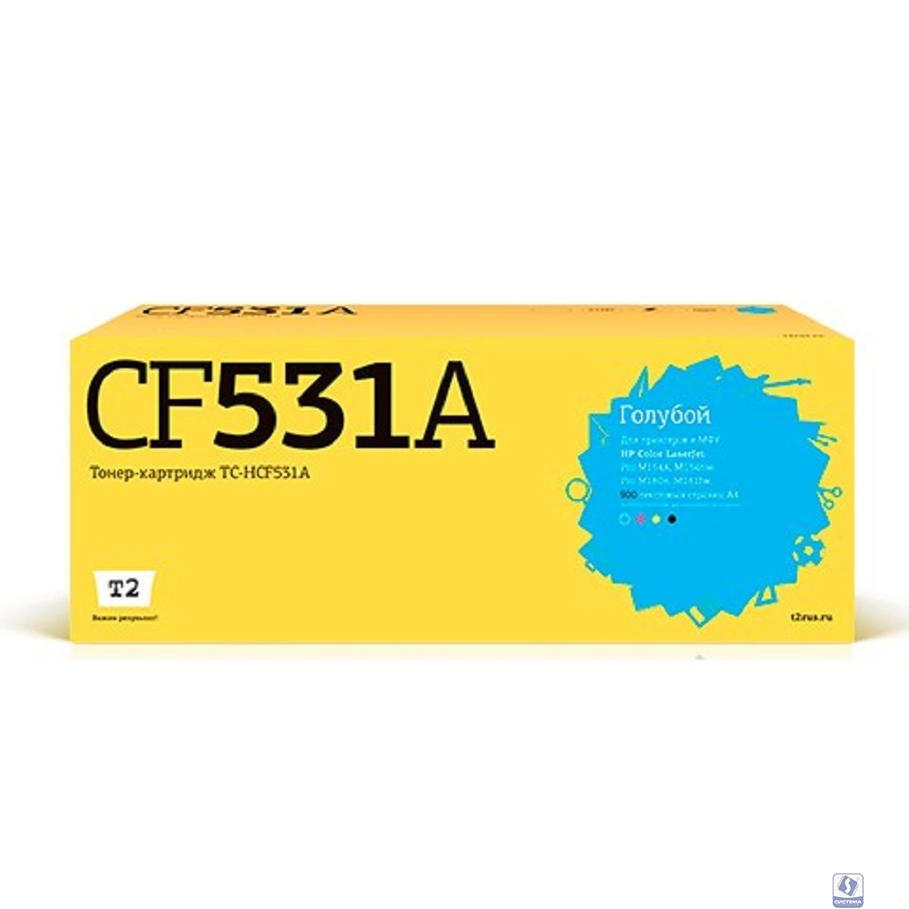 T2 CF531A Картридж (TC-HCF531A) для HP Color LaserJet Pro M154a/M154nw/M180n/M181fw (900 стр.) голубой, с чипом