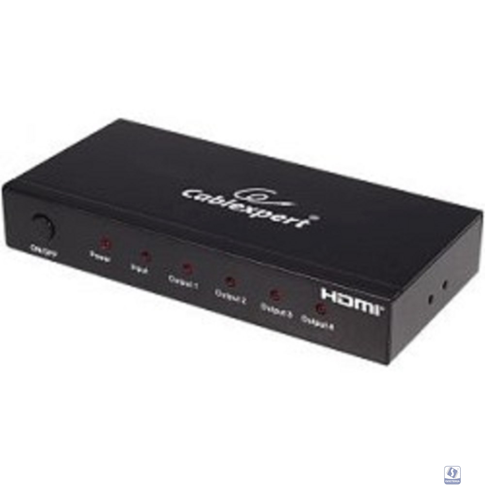 Gembird DSP-4PH4-02 Разветвитель HDMI Cablexpert, HD19F/4x19F, 1 компьютер => 4 монитора, Full-HD, 3D, 1.4v