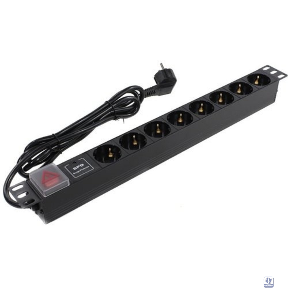 Exegate EX280846RUS Блок розеток ExeGate ServerPro PDU-19H807 Al-8S-EU2-SW-SPD1, 19",1U,алюм, 8Sch, евровилка, 2м, SPD1
