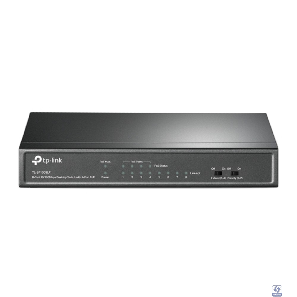 TP-Link TL-SF1008LP Настольный коммутатор с 8 портами 10/100 Мбит/с (4 порта PoE+)