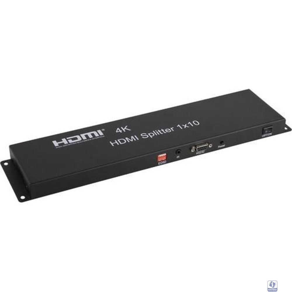 ORIENT HSP0110H, HDMI 4K Splitter 1->10, HDMI 1.4/3D, UHDTV 4K(3840x2160)/HDTV1080p/1080i/720p, HDCP1.2, EDID управление, RS232 порт, IR вход, внешний БП 12В/2А, метал.корпус (31036)