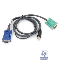 ATEN 2L-5203U Кабель KVM  USB(тип А Male)+HDB15(Male) <->  SPHD15(Male) 3,0м., черный.