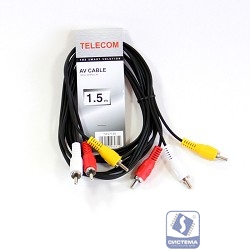Telecom Кабель соединительный (TAV7150-1.5M) 3xRCA (M) - 3xRCA (M), стерео, аудио, 1.5м [6926123462812/6926123464090]