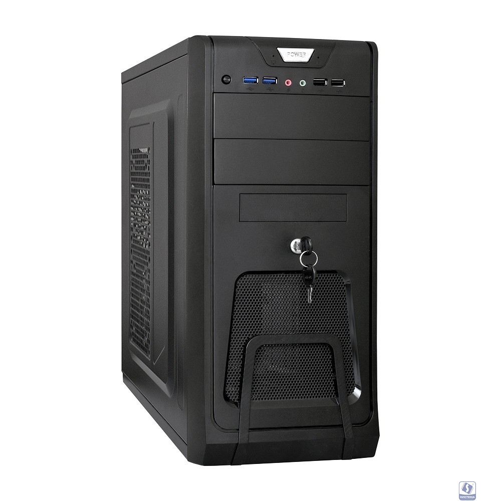 Exegate EX283217RUS Корпус Miditower ExeGate CP-603UB Black, ATX, <CP450W, 80mm>, 2*USB+2*USB3.0, Audio, замок блокировки кнопки питания