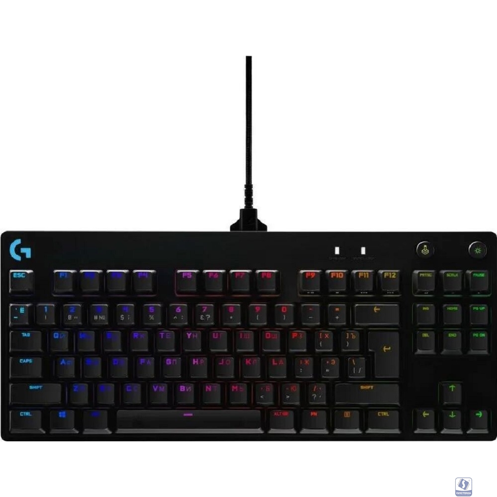 920-009393 Logitech Клавиатура Gaming Pro механическая черный USB оригинальная заводская гравировка RU/LAT