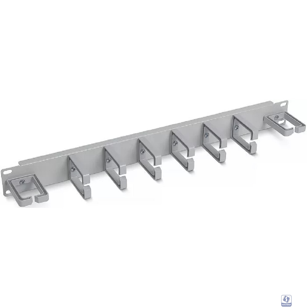 Cabeus JB08-1U-PR-GY Кабельный органайзер горизонтальный 19" 1U, 8 пластиковых колец, металлический, цвет серый (RAL7035)