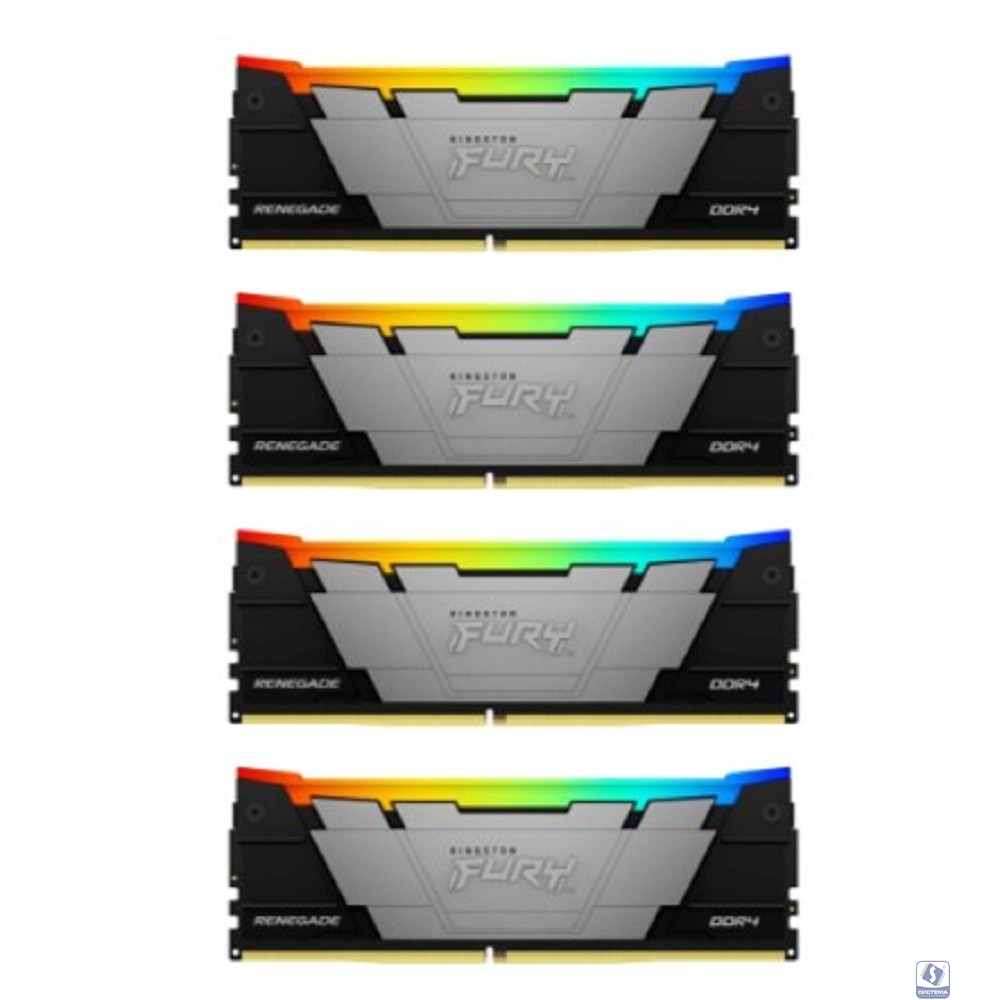 Память оперативная/ Kingston 64GB3600MT/s DDR4 CL16DIMM (Kit of4)1Gx8 FURYRenegadeRGB