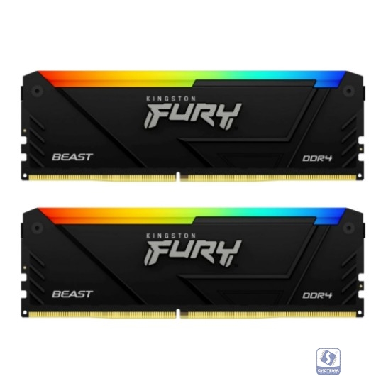 Память DDR4 2x8GB 3600MHz Kingston KF436C17BB2AK2/16 Fury Beast RGB RTL Gaming PC4-28800 CL17 DIMM 288-pin 1.35В kit single rank с радиатором Ret