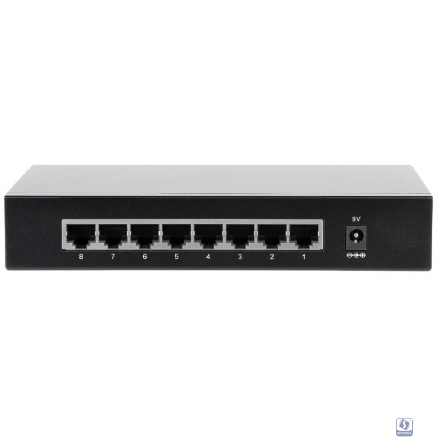 DAHUA DH-PFS3008-8GT 8-портовый гигабитный неуправляемый коммутатор, 8xRJ45 1Gb, коммутация 16 Гбит/с, MAC-таблица 2К, металл
