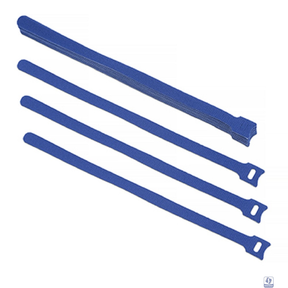 Cabeus CLAMP-310-BL Хомут для кабеля, липучка с мягкой застежкой, 310x14 мм, синий (10 шт.)