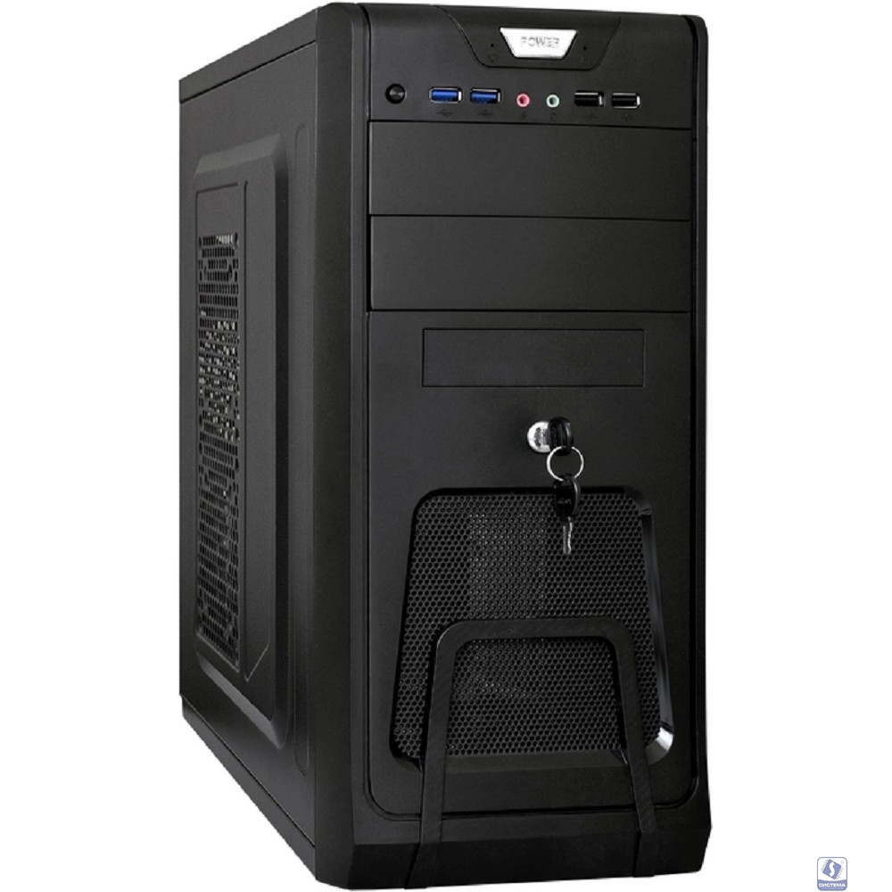 Exegate EX299164RUS Корпус Miditower ExeGate CP-603UB-UNS450 (ATX, БП UNS450 с вент. 12см, 2*USB, аудио, черный)