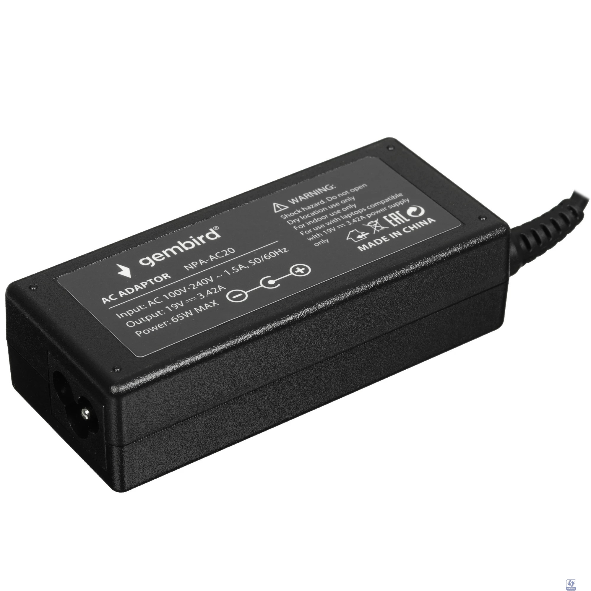 Gembird Блок питания для ноутбуков Acer 19В/3,42А, 65Вт, 1 штекер (5,5х1,7мм 9м)
