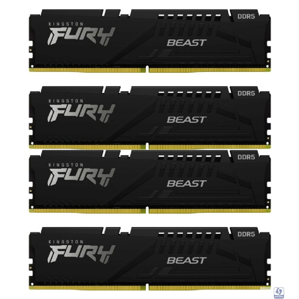 Память оперативная/ Kingston 64GB 6000MT/s DDR5 CL40 DIMM (Kit of 4) FURY Beast Black XMP