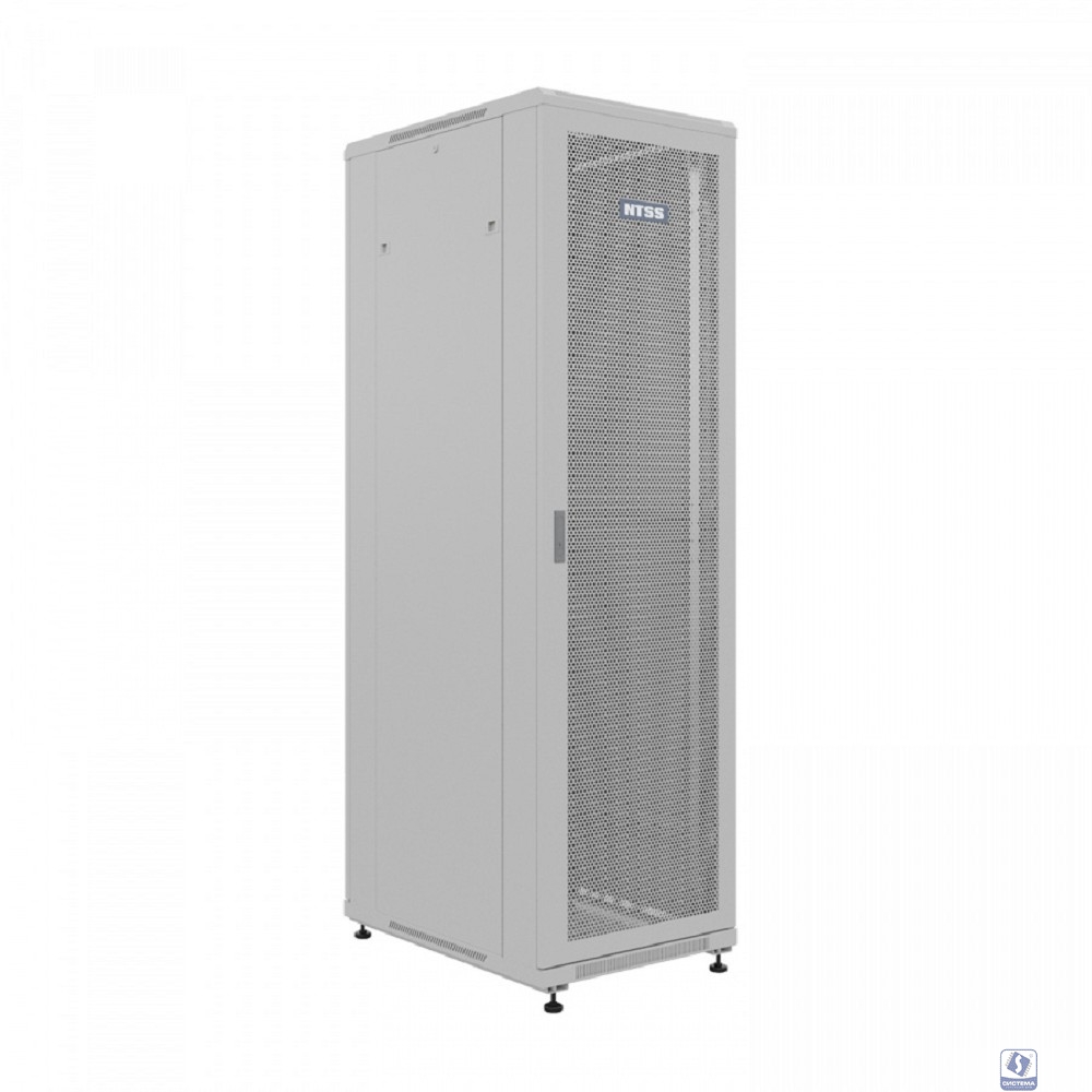 NTSS Шкаф напольный универсальный серверный NTSS R 18U 600х800мм, 4 профиля 19, двери перфорированная и сплошная металл, боковые стенки съемные, регулируемые опоры, разобранный, серый RAL 7035 NTSS-R1